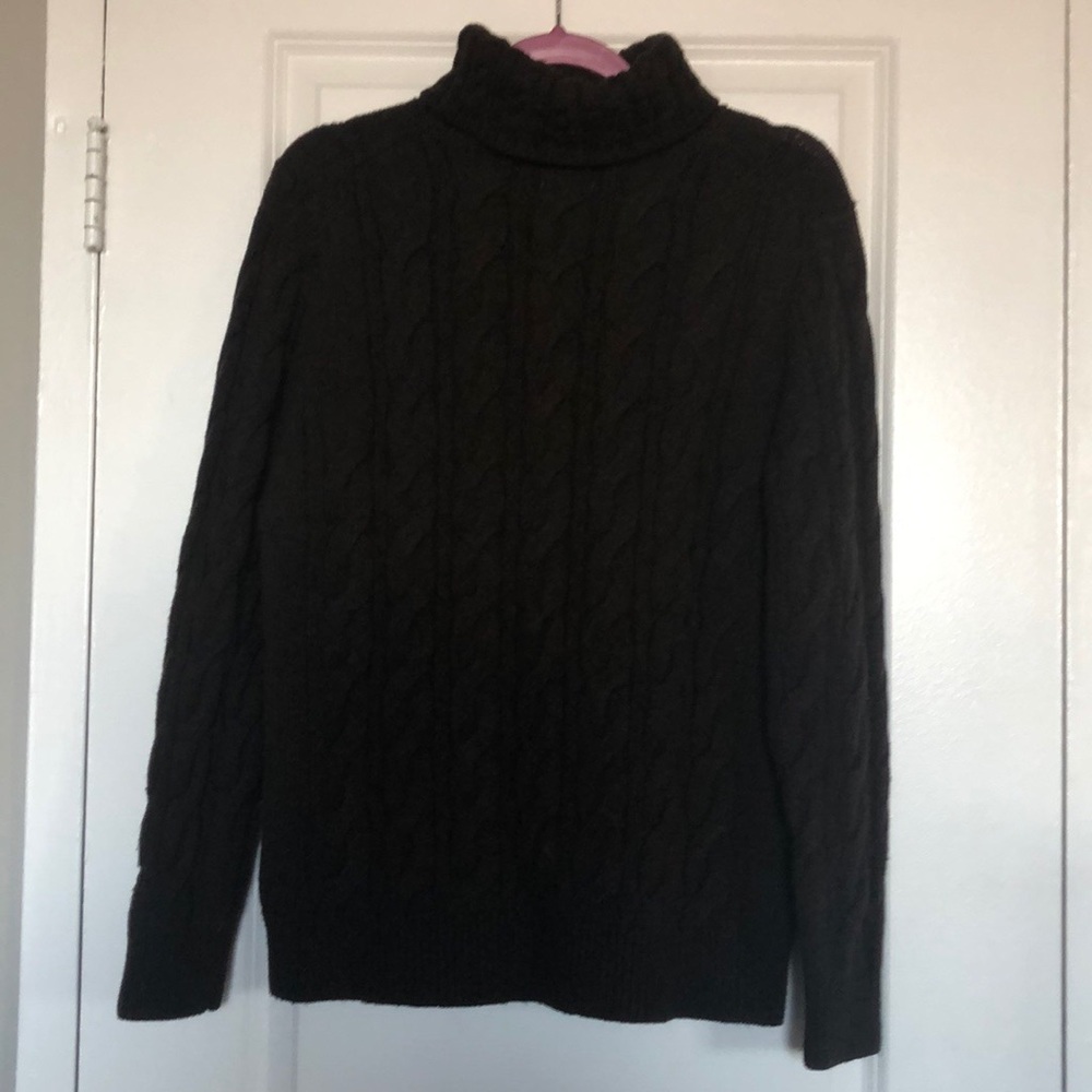 L.L. Bean Brown wool cable-knit turtleneck sweater